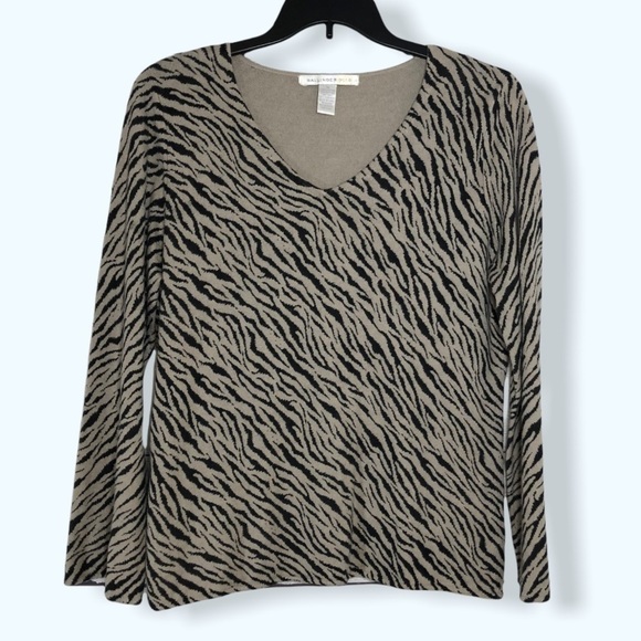 Ballinger Gold Animal Stripe Sweater Sz 1X - Picture 1 of 4